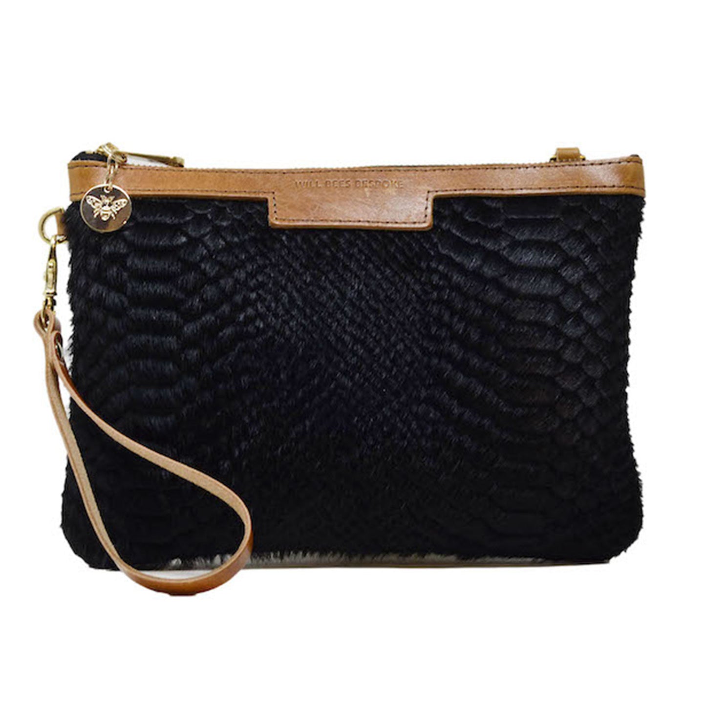 Diana 2 in 1 Clutch - Black Snake Print - Will Bees Bespoke