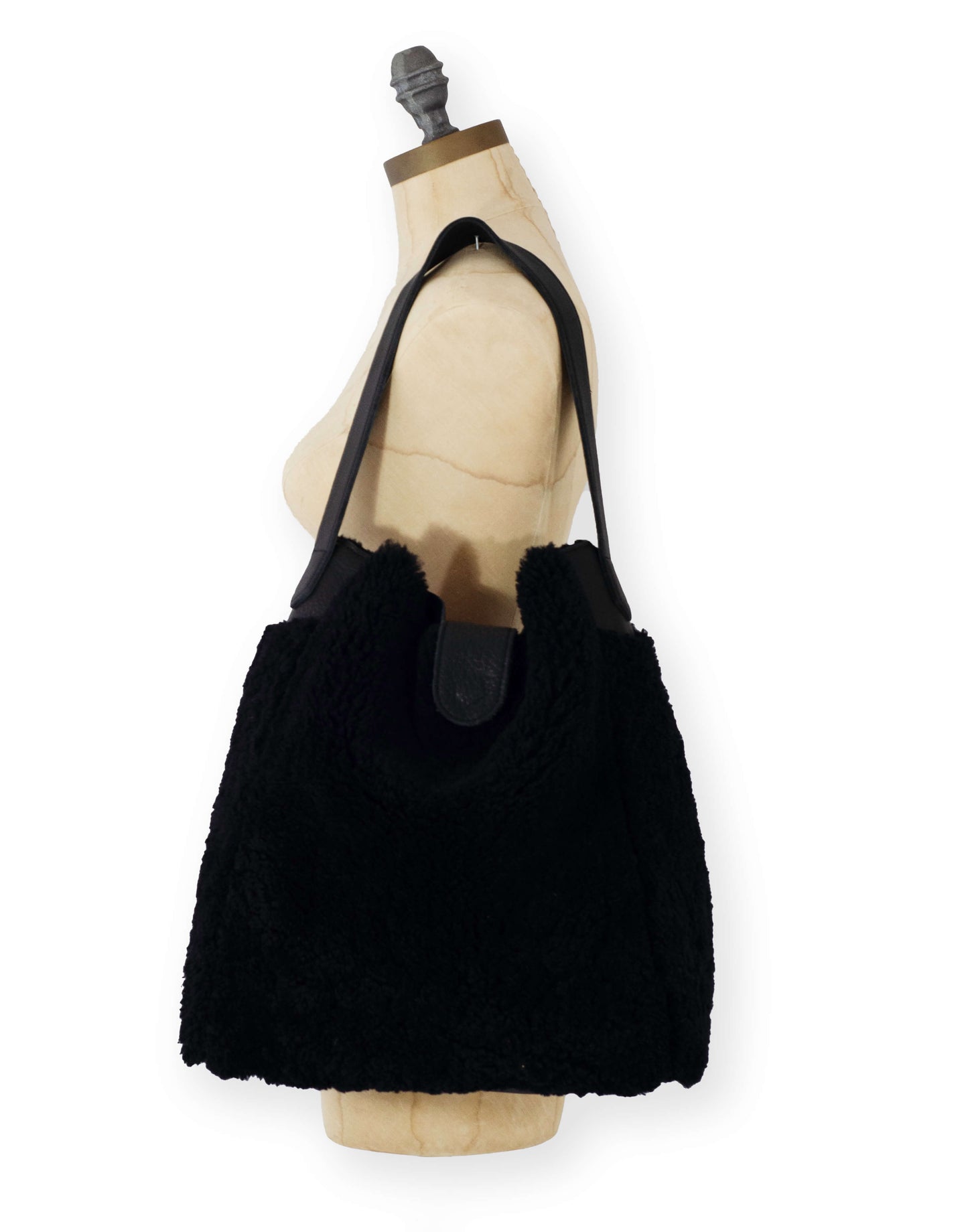 Sheepskin Tote - Black - Will Bees Bespoke