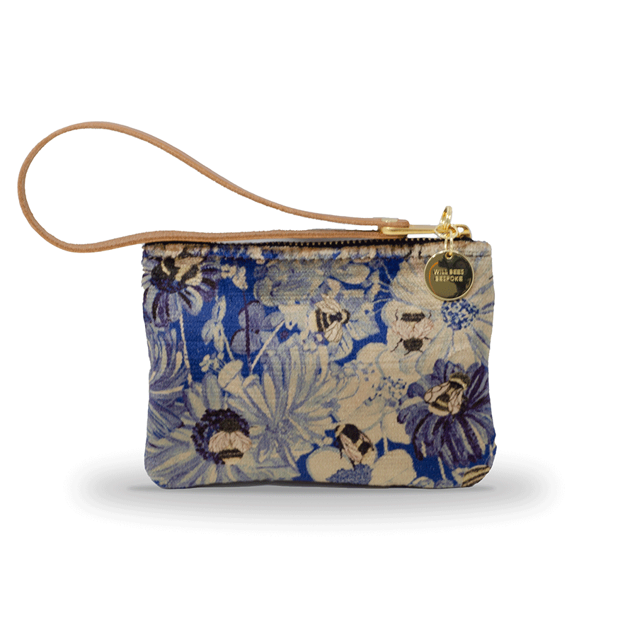 Jane Coin Purse - Bumblebee Haven in Blue Sea - Will Bees Bespoke