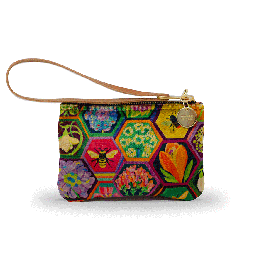 Jane Coin Purse - Hexagon Hive in Ivy - Will Bees Bespoke