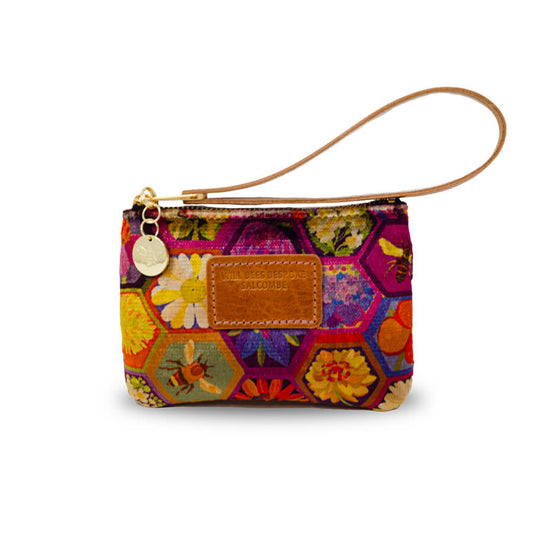 Jane Coin Purse - Hexagon Hive in Rose - Will Bees Bespoke