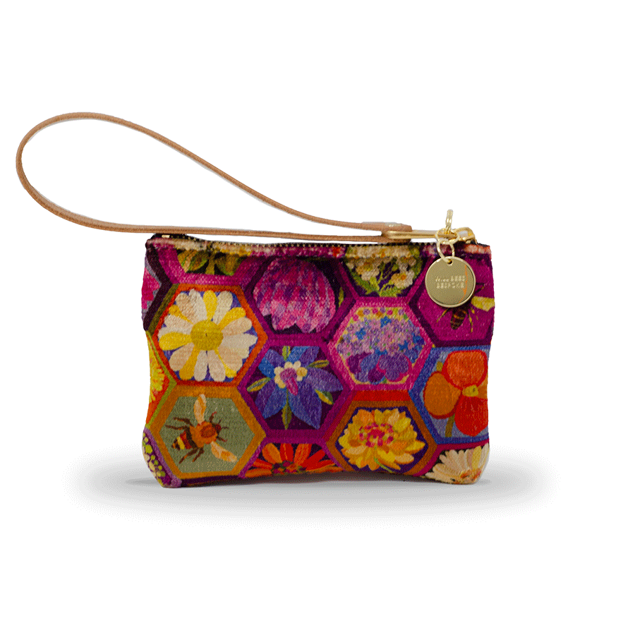 Jane Coin Purse - Hexagon Hive in Rose - Will Bees Bespoke