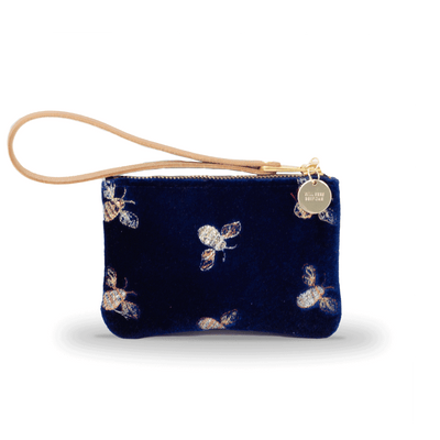 Jane Coin Purse - Classic Bees on Navy Velvet - Will Bees Bespoke