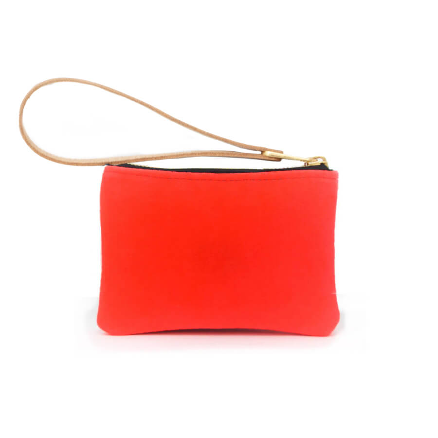 Jane Coin Purse - Neon Coral Velvet - Will Bees Bespoke