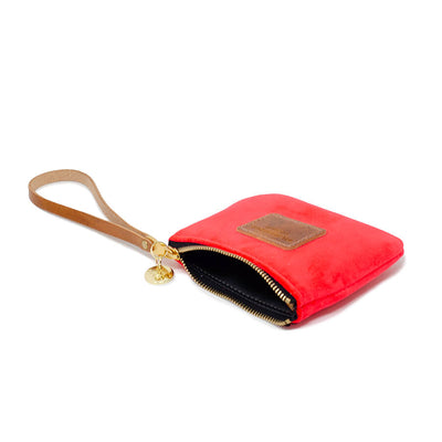 Jane Coin Purse - Neon Coral Velvet - Will Bees Bespoke