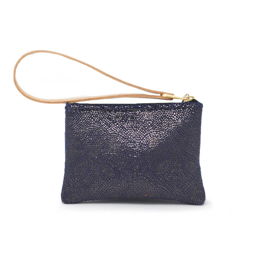 Jane Coin Purse - Blue Paisley Sparkle - Will Bees Bespoke