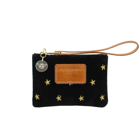 Jane Coin Purse - Gold Stars on Black Velvet - Will Bees Bespoke