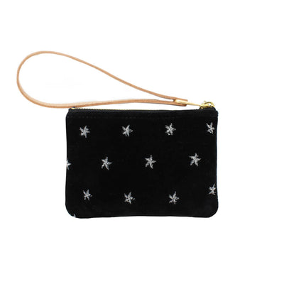 Jane Coin Purse - Silver Stars on Black Velvet - Will Bees Bespoke