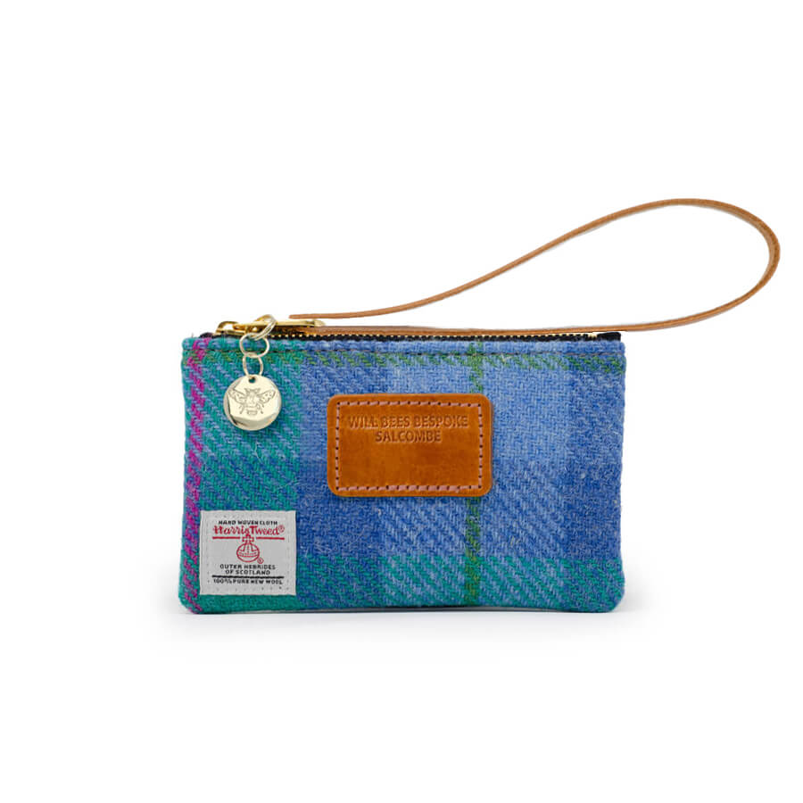 Jane Coin Purse - Harris Tweed® Blue & Teal - Will Bees Bespoke