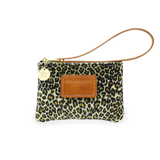 Jane Coin Purse - Light Leopard Print Velvet - Will Bees Bespoke