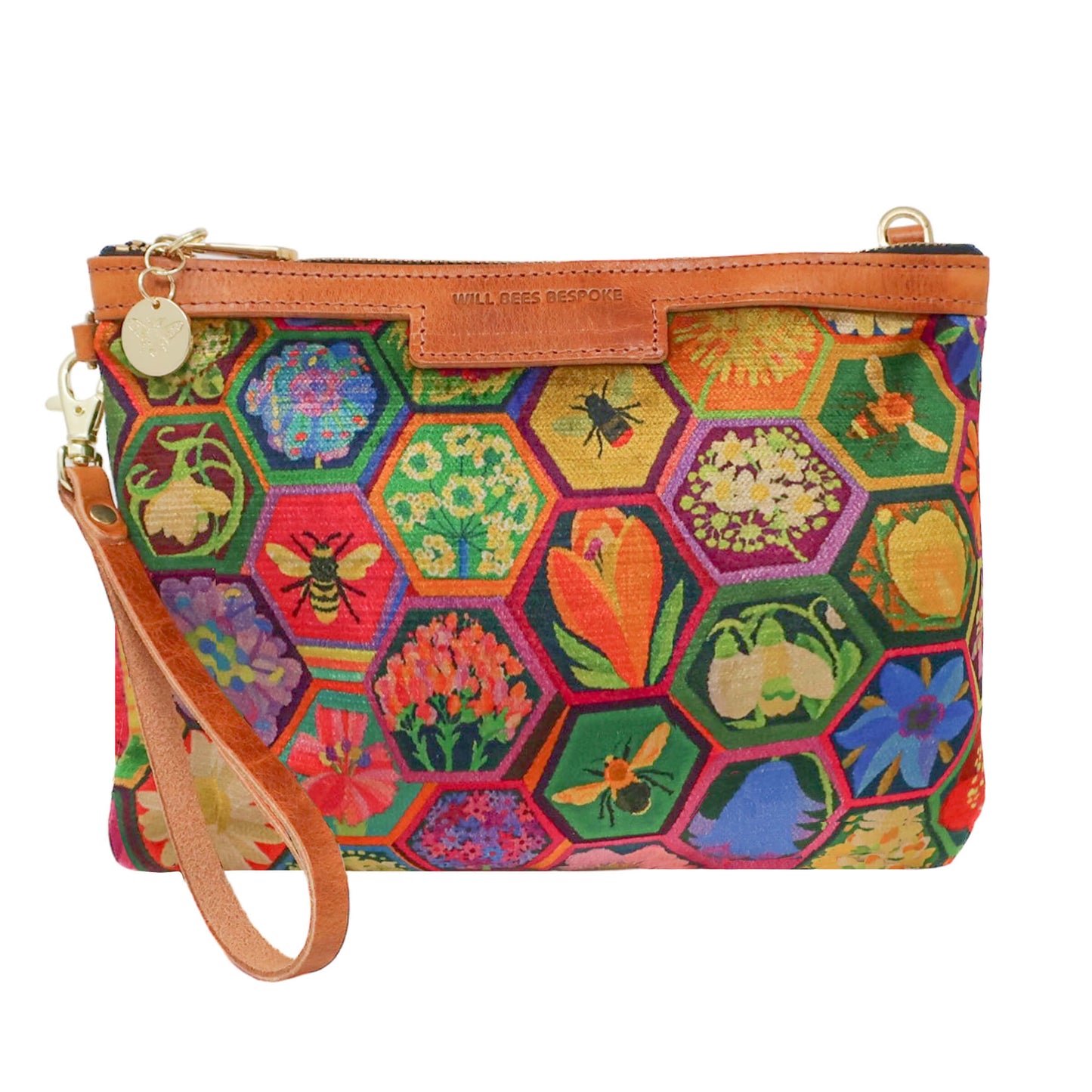 Diana 2 in 1 Clutch - Hexagon Hive in Ivy - Will Bees Bespoke