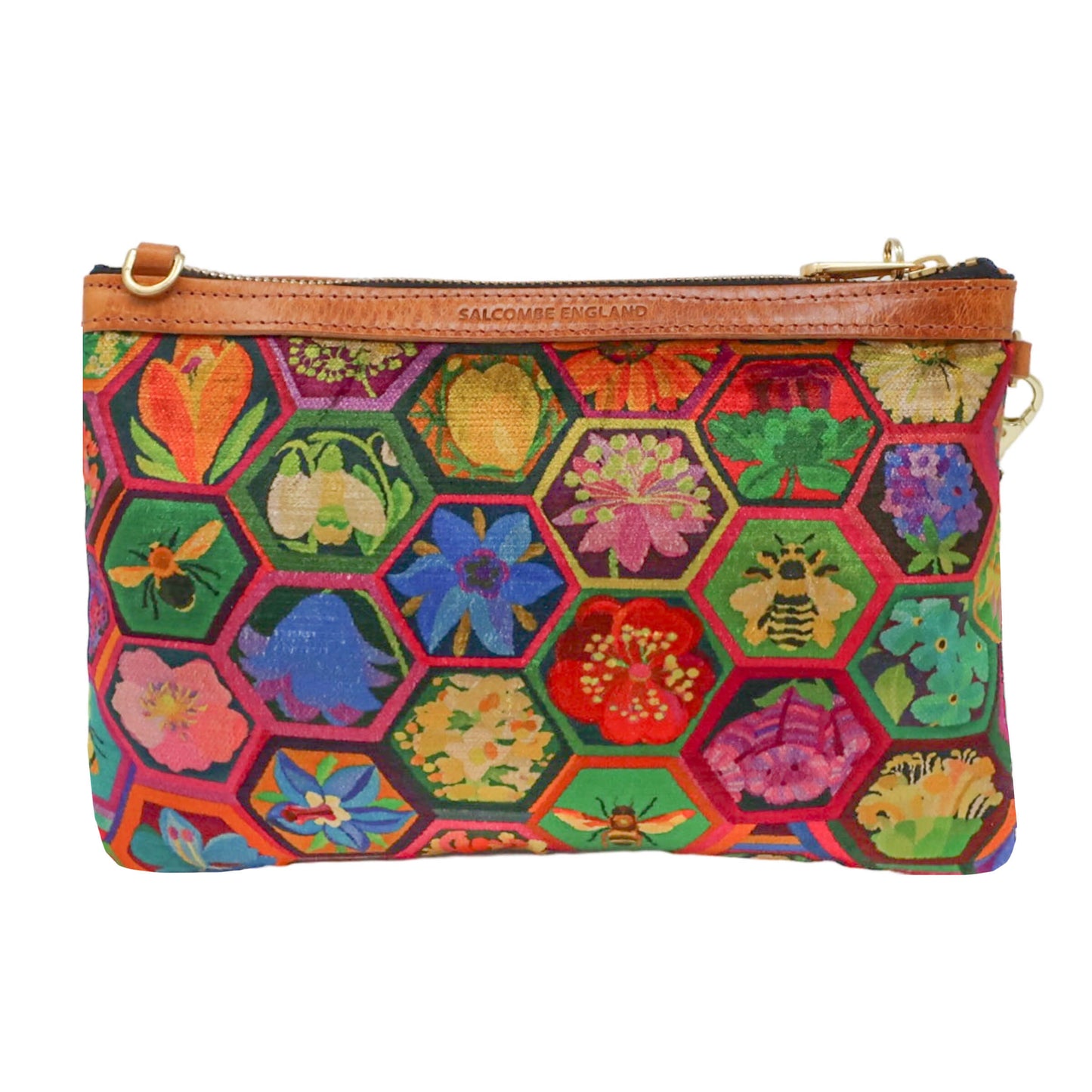 Diana 2 in 1 Clutch - Hexagon Hive in Ivy - Will Bees Bespoke