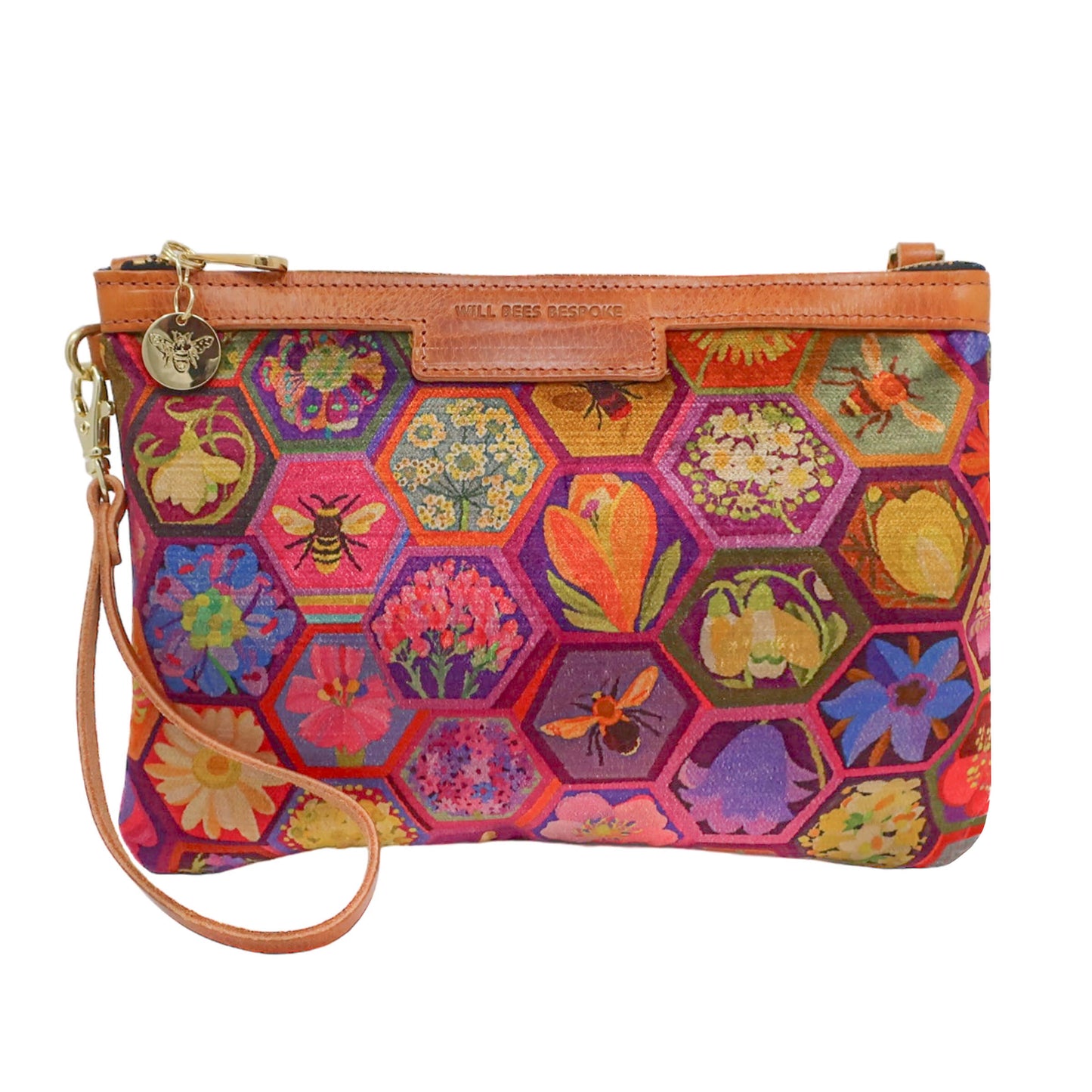 Diana 2 in 1 Clutch - Hexagon Hive in Rose - Will Bees Bespoke