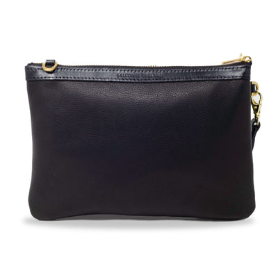 Diana 2 in 1 Clutch - Black Leather - Will Bees Bespoke