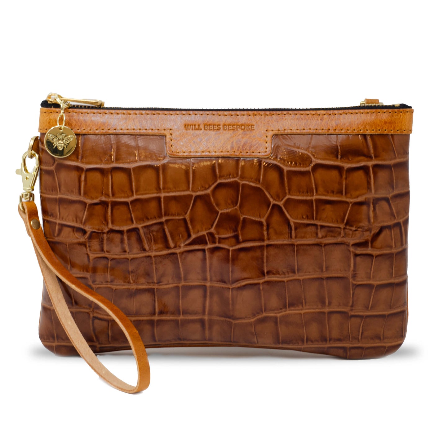 Diana 2 in 1 Clutch - Tan Croc - Will Bees Bespoke