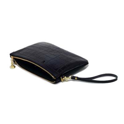 Diana 2 in 1 Clutch - Black Croc - Will Bees Bespoke