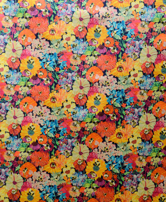 Fabric by the Metre - Bumblebee Garden in Midday Sun - Will Bees Bespoke