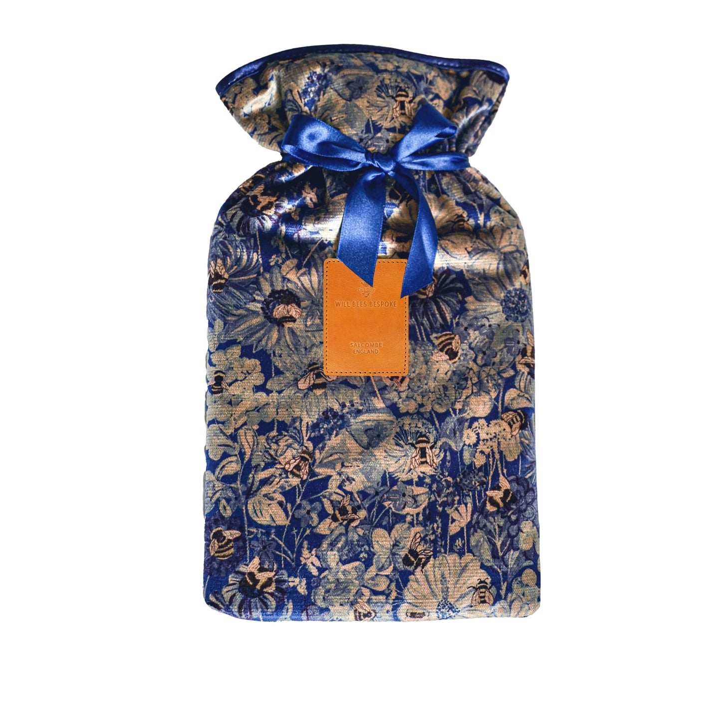 Hot Water Bottle & Cover - Bumblebee Haven in Blue Sea - Will Bees Bespoke