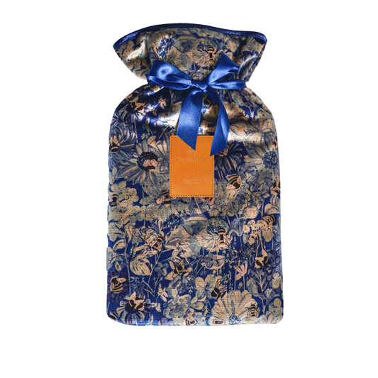 Hot Water Bottle & Cover - Bumblebee Haven in Blue Sea - Will Bees Bespoke