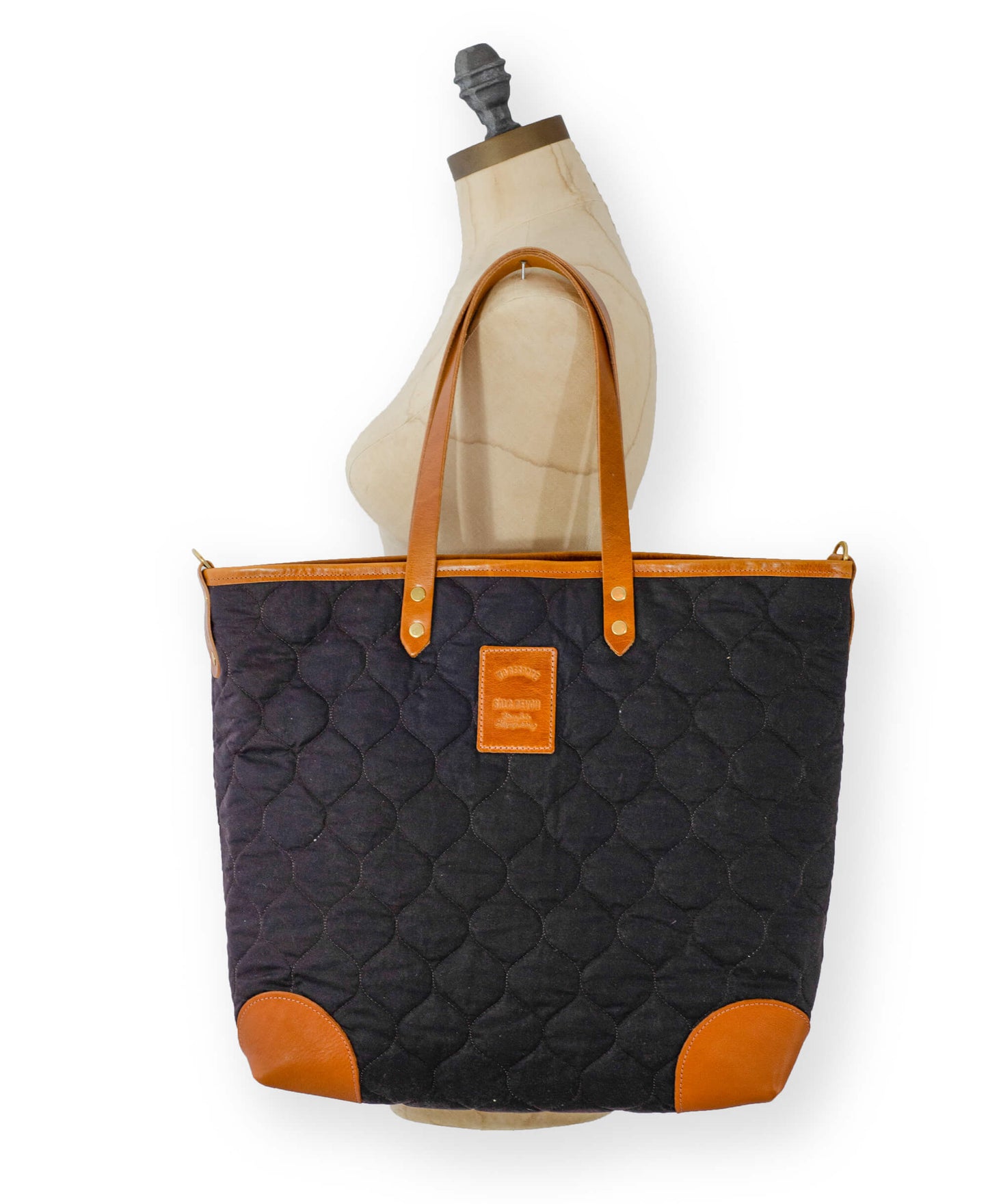 Large Tote - Quilted Oilskin in Brown - Will Bees Bespoke