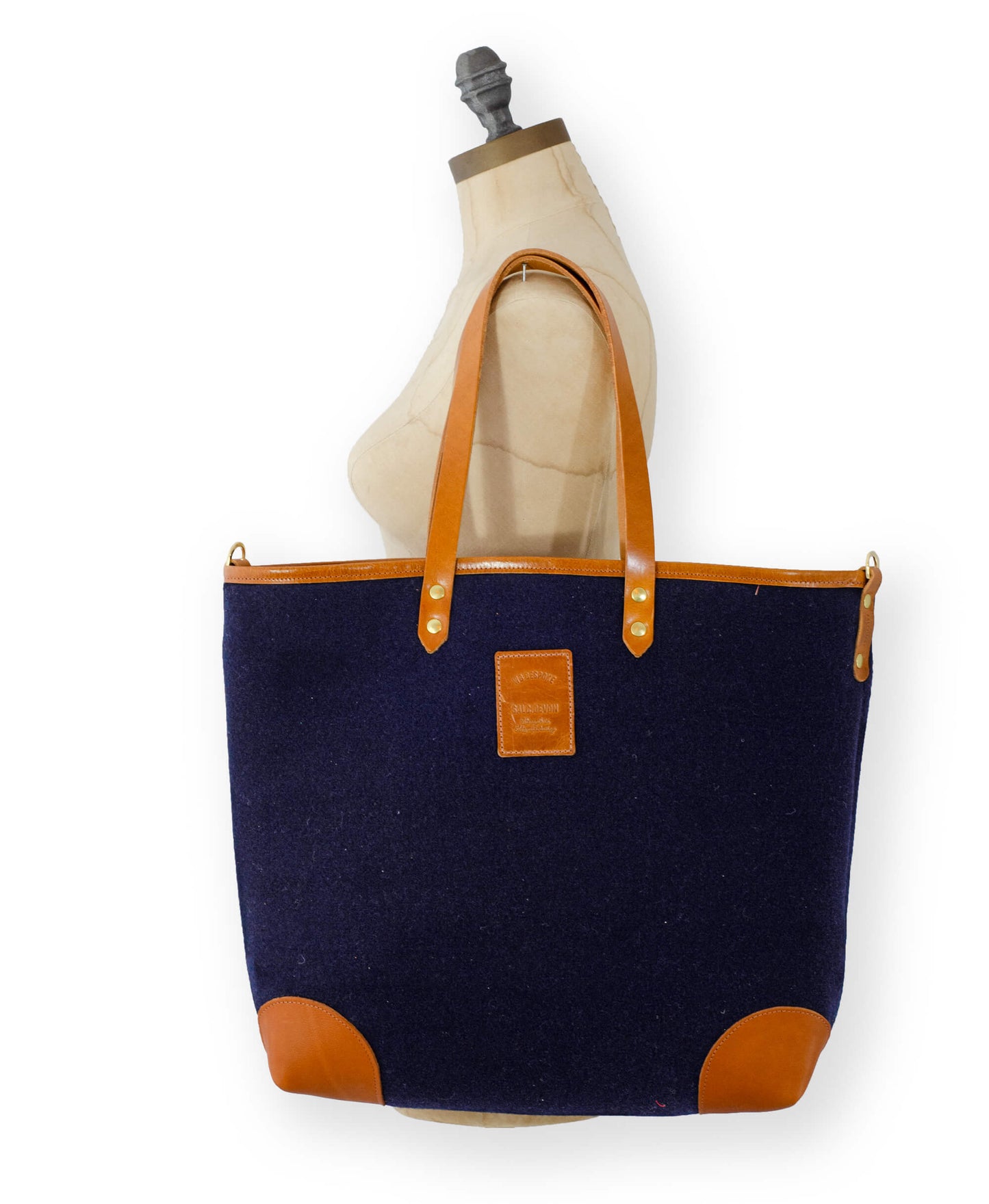 Large Tote - Navy Wool - Will Bees Bespoke