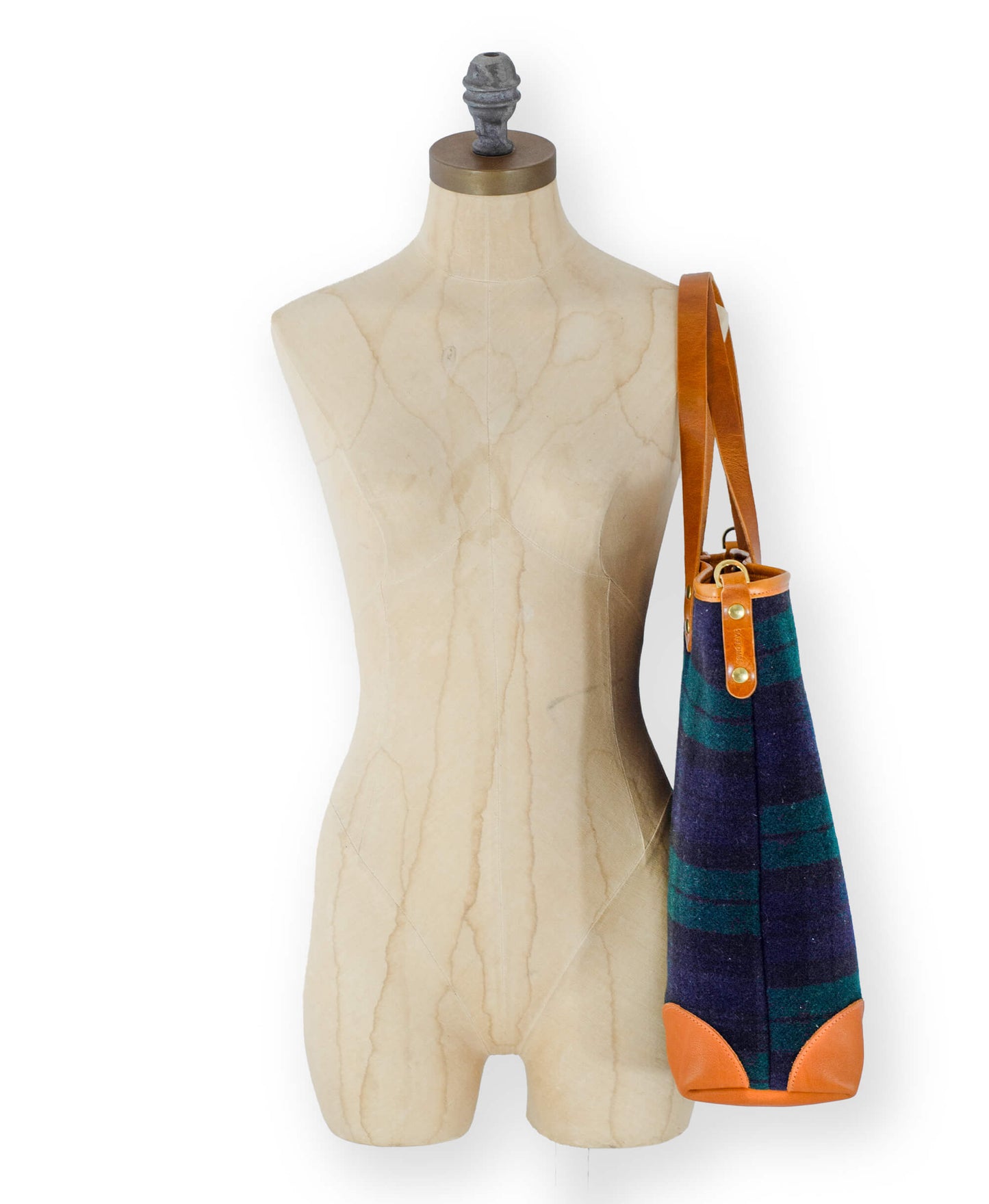 Large Tote - Navy & Green Check - Will Bees Bespoke