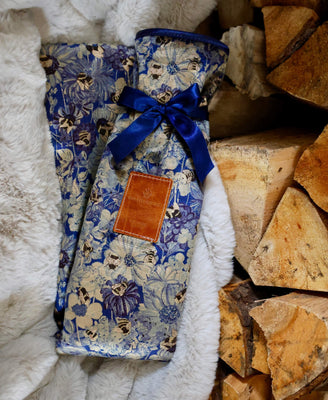 Long Hot Water Bottle & Cover - Bumblebee Haven in Blue Sea - Will Bees Bespoke