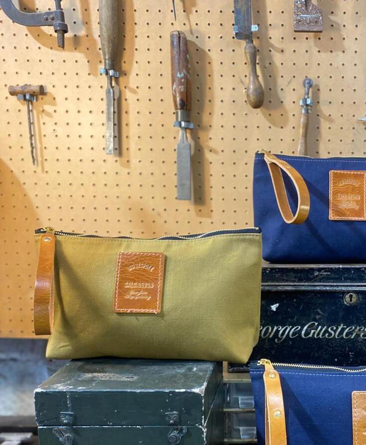 Mens Wash Bag - Khaki Canvas - Will Bees Bespoke