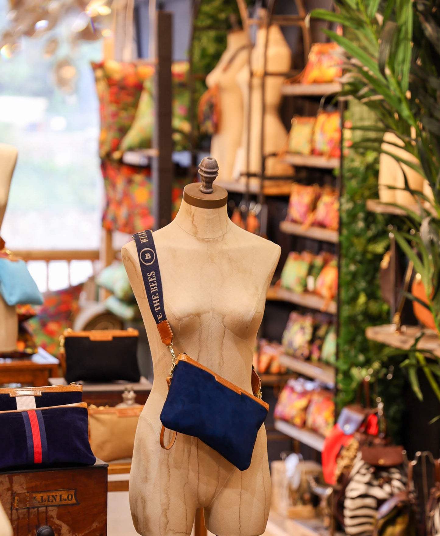 Cross Body Strap - Logo Strap in Navy & Camel - Will Bees Bespoke