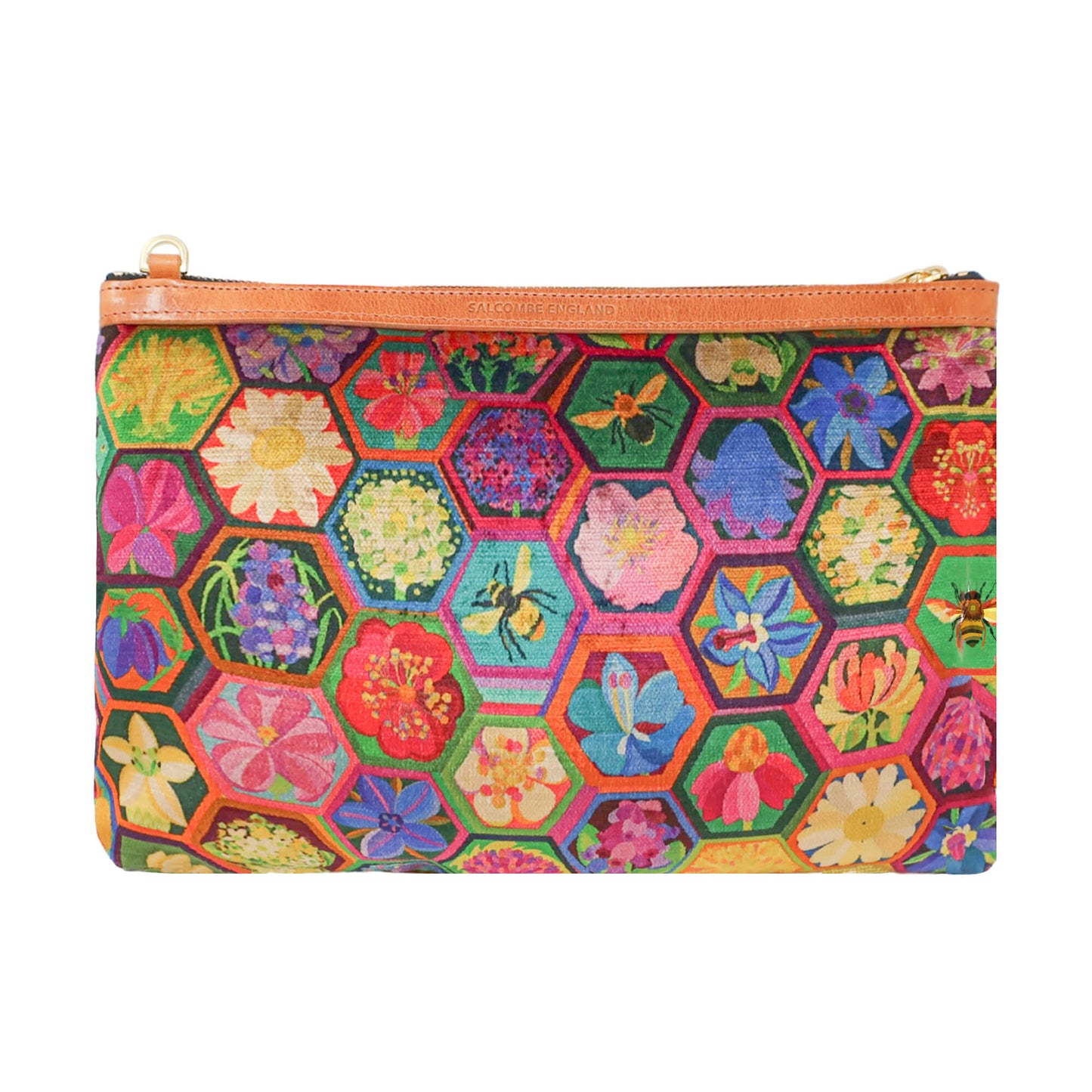 Oversized Diana 2 in 1 Clutch - Hexagon Hive in Ivy - Will Bees Bespoke