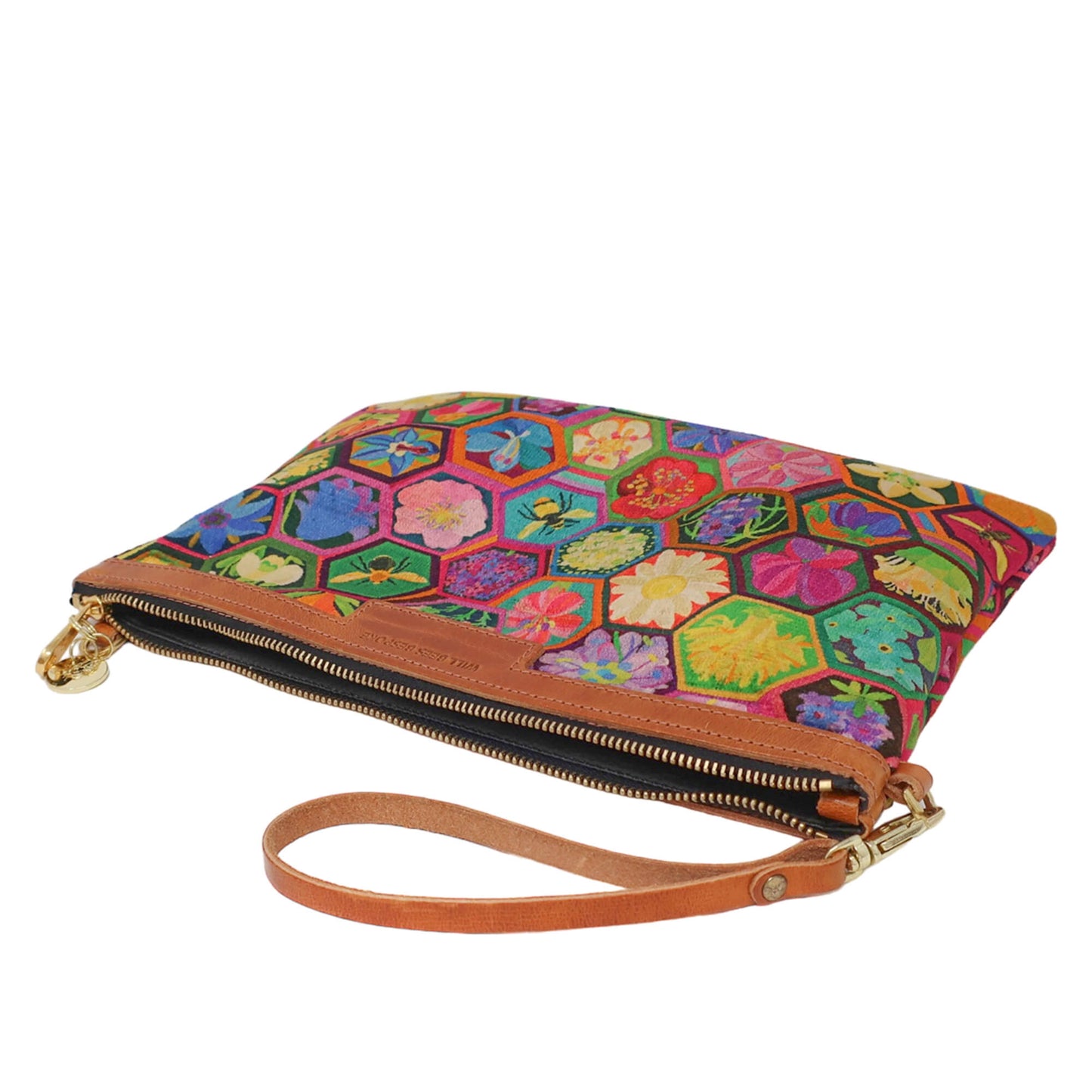 Oversized Diana 2 in 1 Clutch - Hexagon Hive in Ivy - Will Bees Bespoke