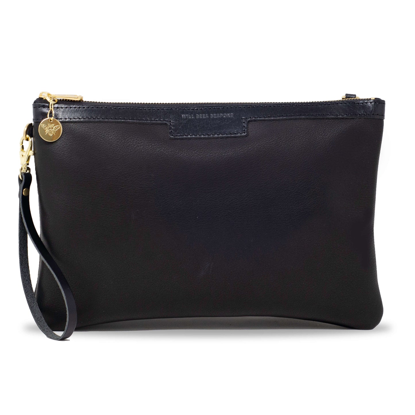 Oversized Diana 2 in 1 Clutch - Black Leather - Will Bees Bespoke