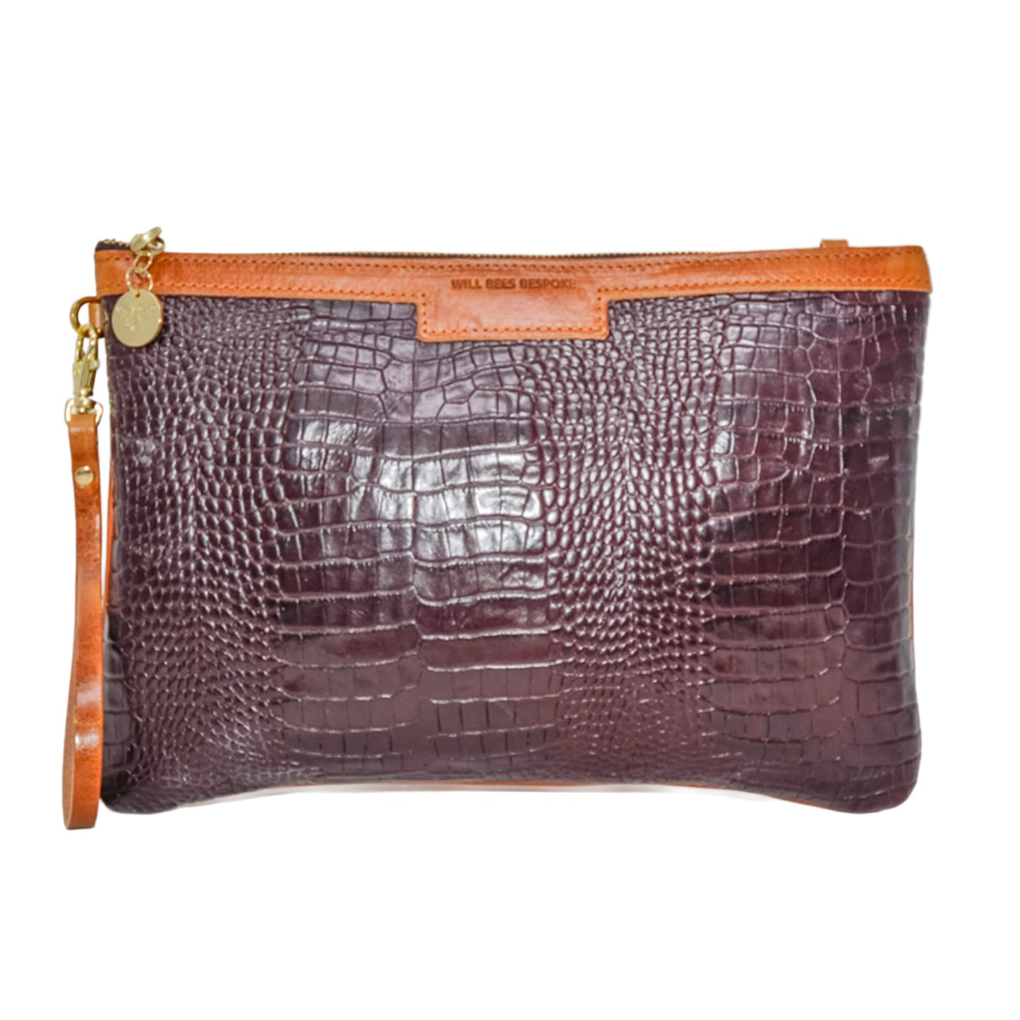 Oversized Diana 2 in 1 Clutch - Burgundy Croc