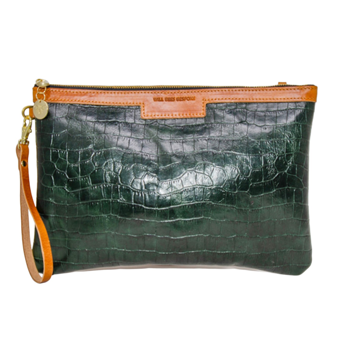 Oversized Diana 2 in 1 Clutch - Dark Green Croc