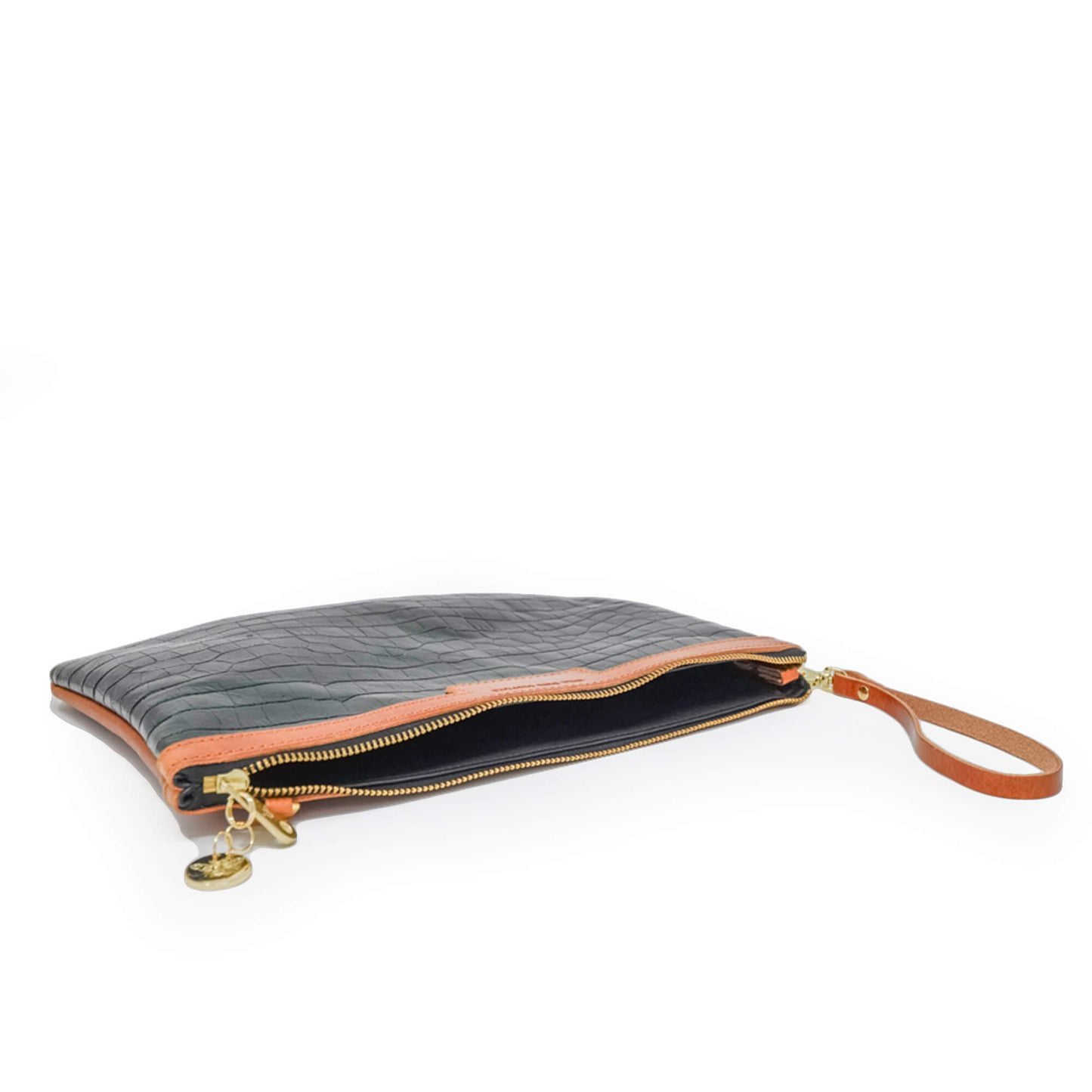 Oversized Diana 2 in 1 Clutch - Dark Green Croc