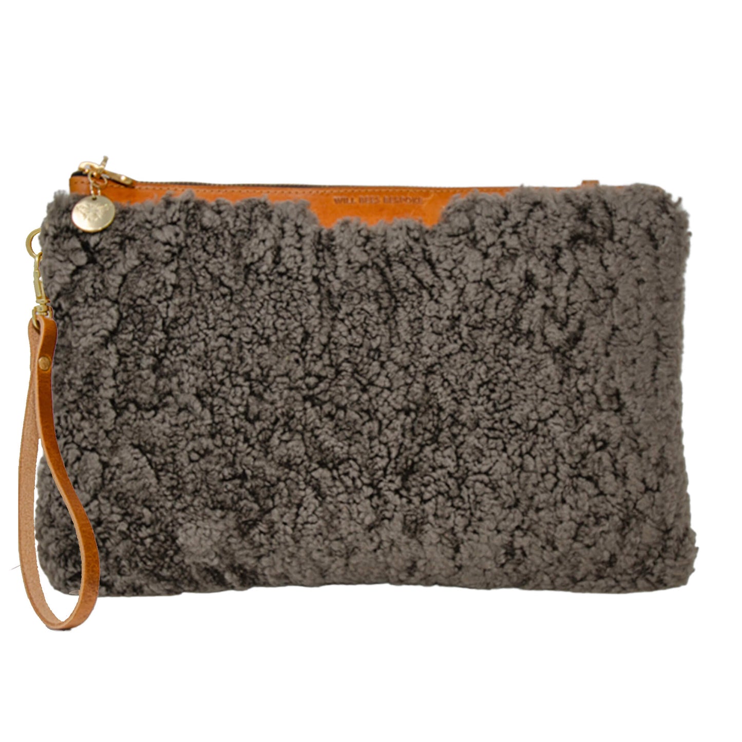 Oversized Diana 2 in 1 Clutch - Charcoal Sheepskin