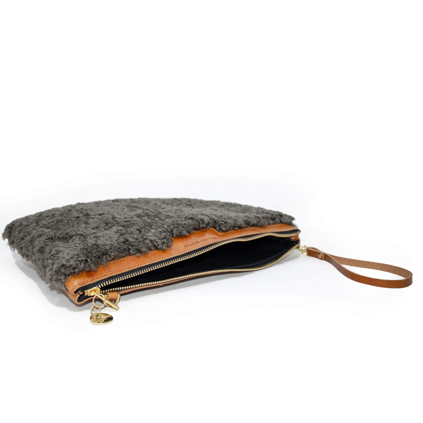 Oversized Diana 2 in 1 Clutch - Charcoal Sheepskin