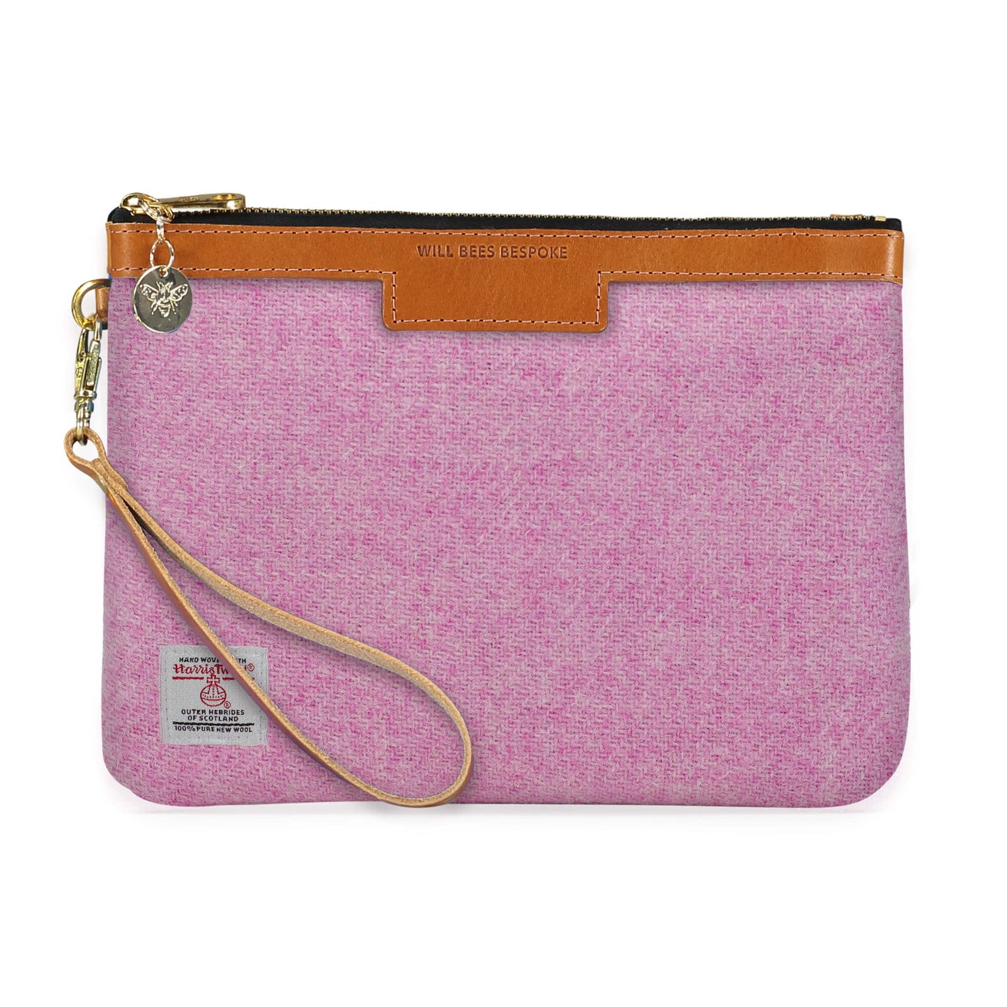 Diana 2 in 1 Clutch - Harris Tweed® Light Pink - Will Bees Bespoke
