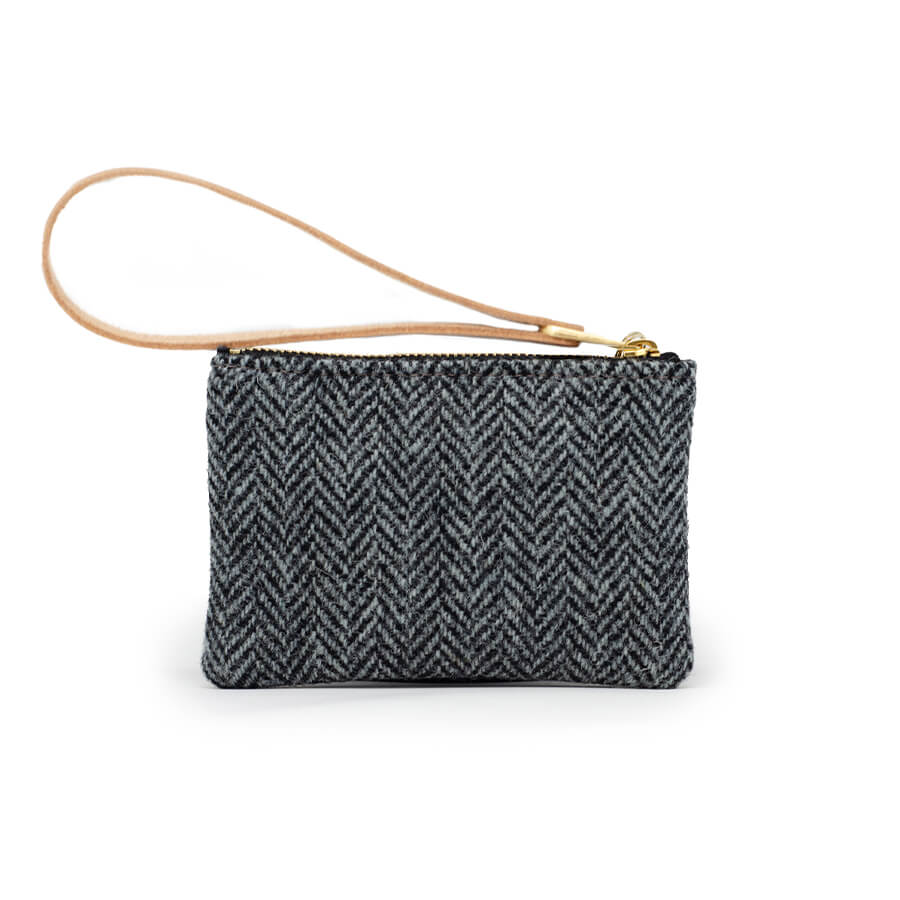 Jane Coin Purse - Harris Tweed® Grey Herringbone - Will Bees Bespoke