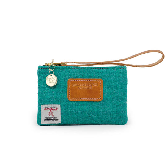 Jane Coin Purse - Harris Tweed® Teal - Will Bees Bespoke