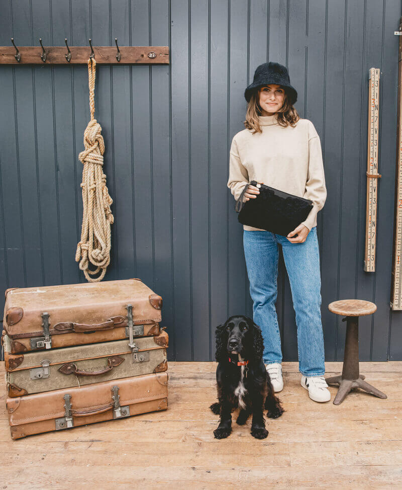 Oversized Diana 2 in 1 Clutch - Black Sheepskin - Will Bees Bespoke