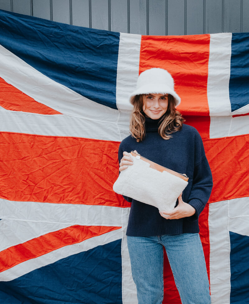 Oversized Diana 2 in 1 Clutch - Cream Sheepskin - Will Bees Bespoke