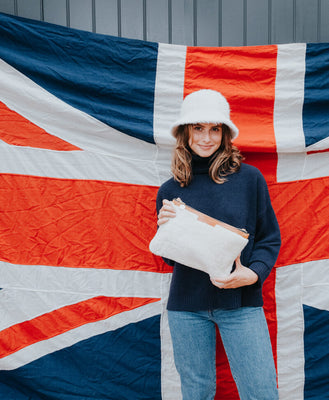 Oversized Diana 2 in 1 Clutch - Cream Sheepskin - Will Bees Bespoke