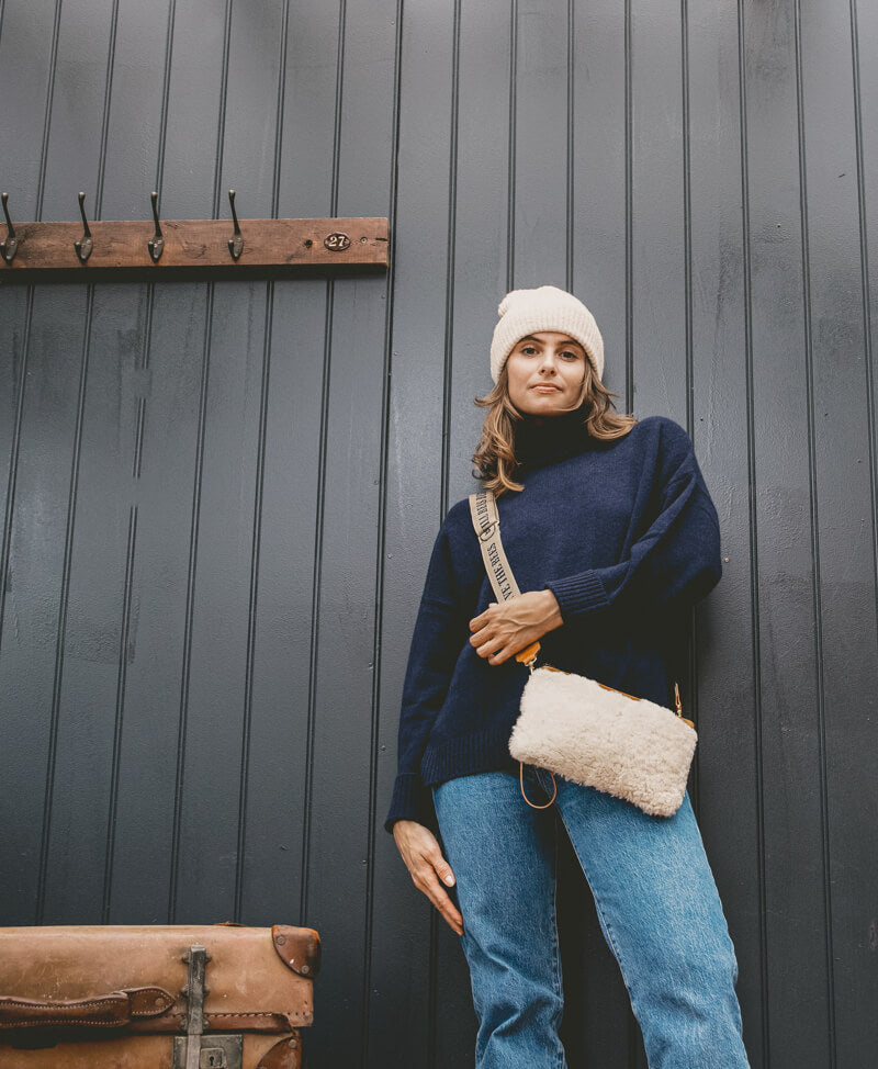 Diana 2 in 1 Clutch - Cream Sheepskin - Will Bees Bespoke