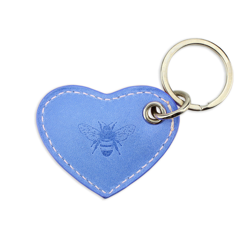 Small Leather Heart Keyring - Blue - Will Bees Bespoke