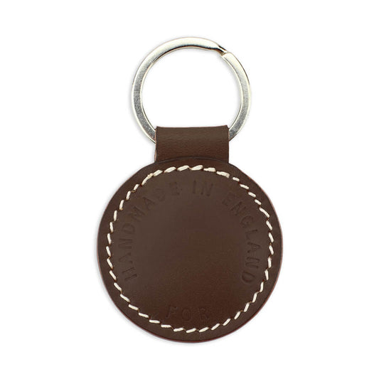 Small Leather Round Keyring - Brown - Will Bees Bespoke