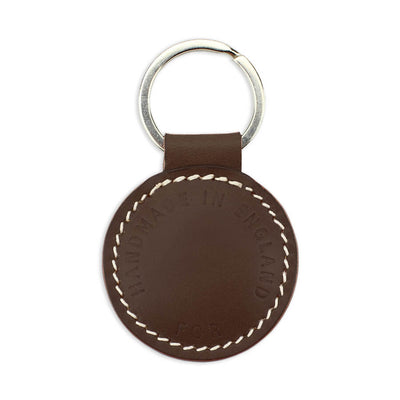 Small Leather Round Keyring - Brown - Will Bees Bespoke