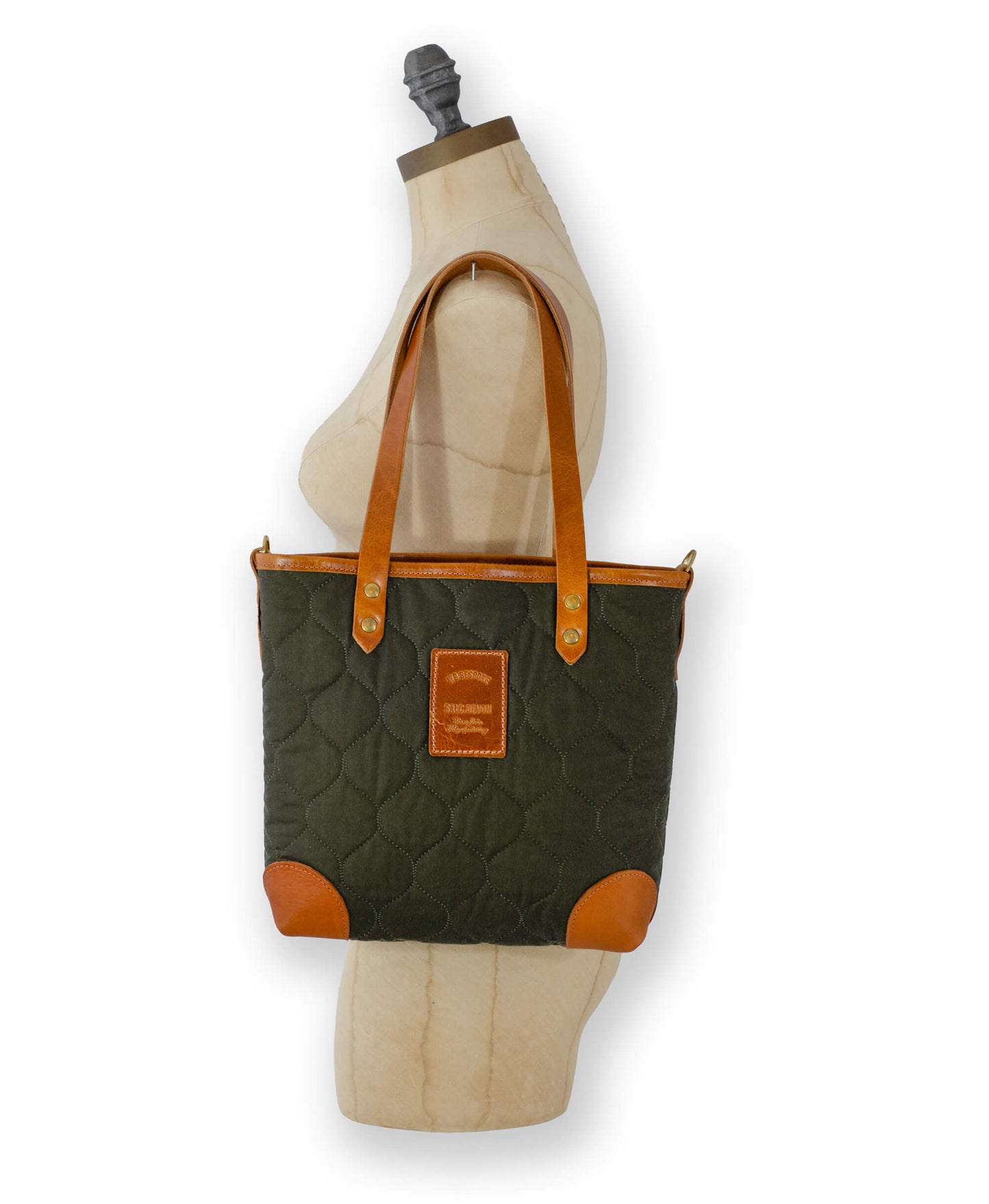 Small Tote - Quilted Oilskin in Green - Will Bees Bespoke
