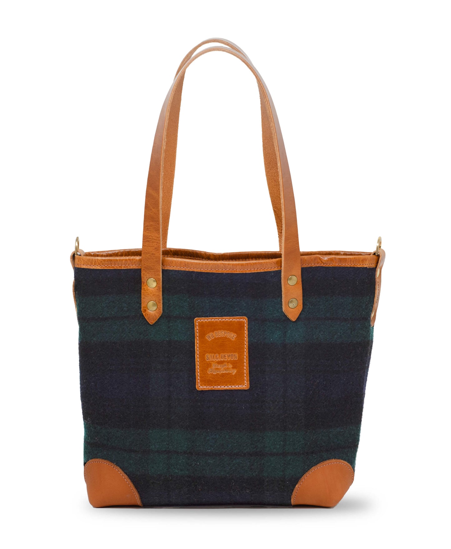 Small Tote - Navy & Green Check - Will Bees Bespoke