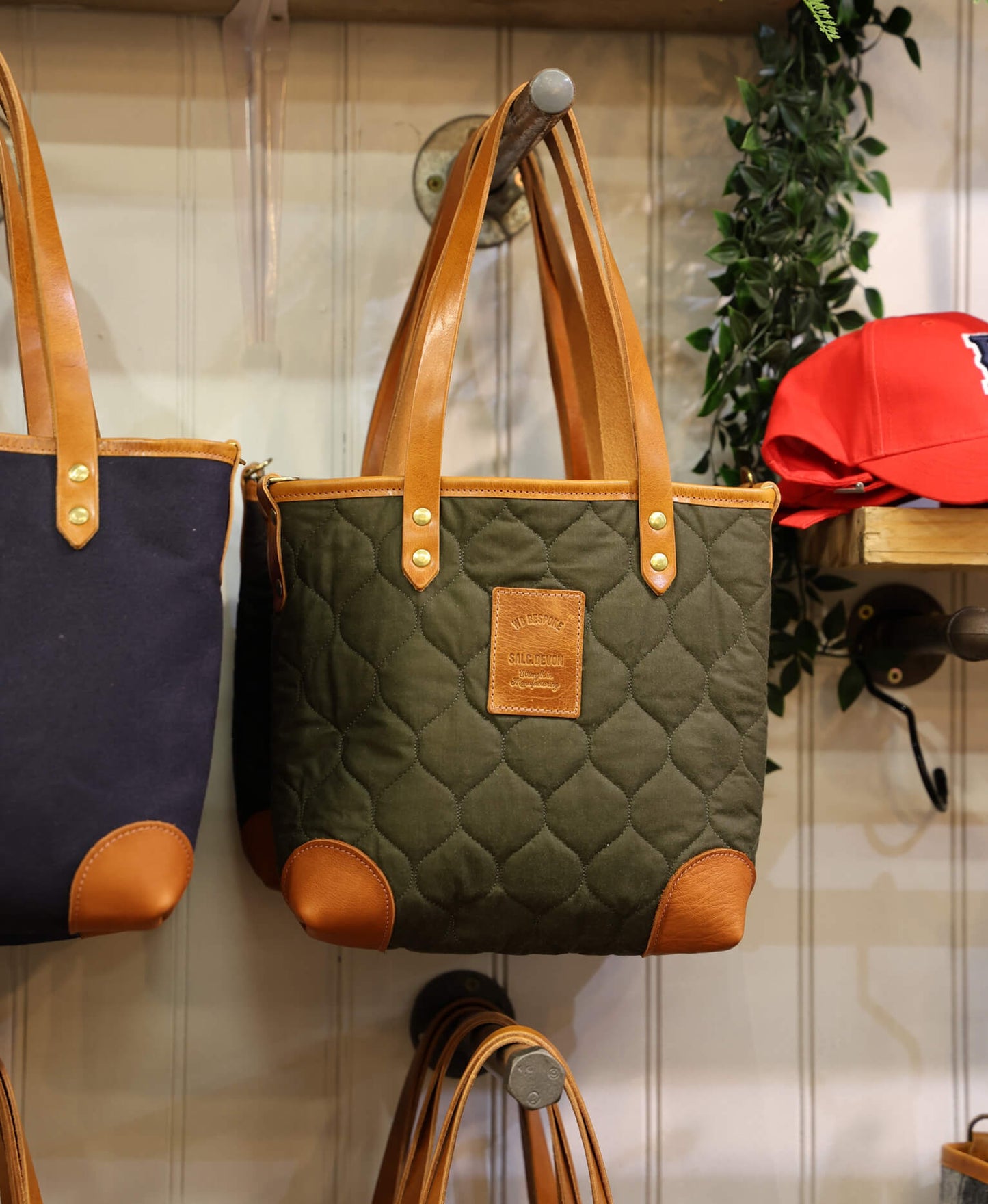 Small Tote - Quilted Oilskin in Green - Will Bees Bespoke